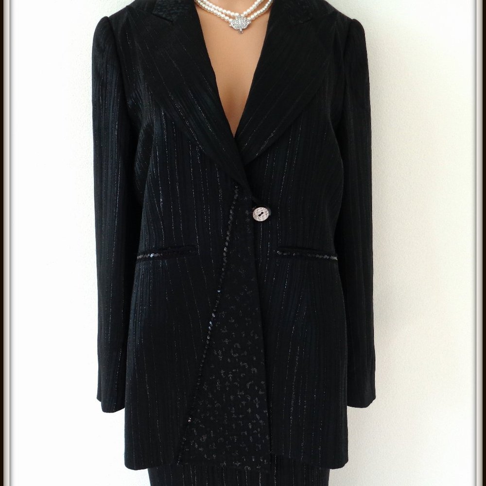 CLAUDE PATRICK PARIS LADIES VINTAGE LONG COAT SKIRT STUNNING SUIT MADE IN FRANCE